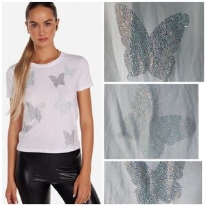 Lauren Moshi Crystal Opal Butterflies tee